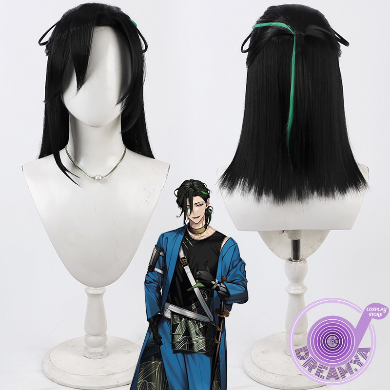 Anime Cosplay Wig Heat Resistant - Sasanuki Cosplay Perücke Touken Ranbu Schwarz