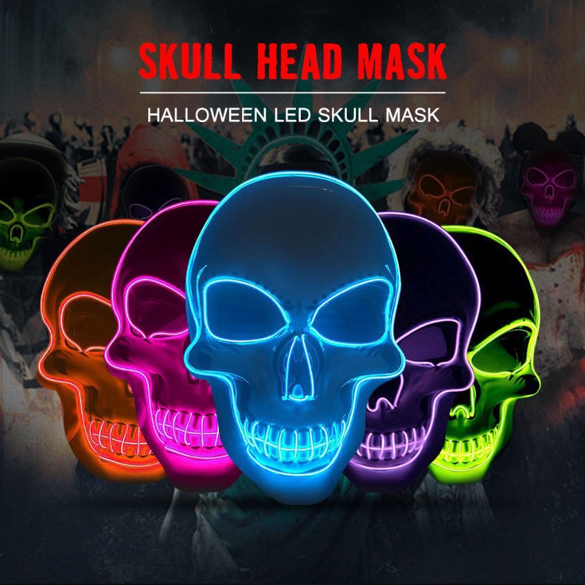 Led Purge Mask Halloween - Halloween Horror Totenkopf-Maske LED Kaltlicht-Maske LED