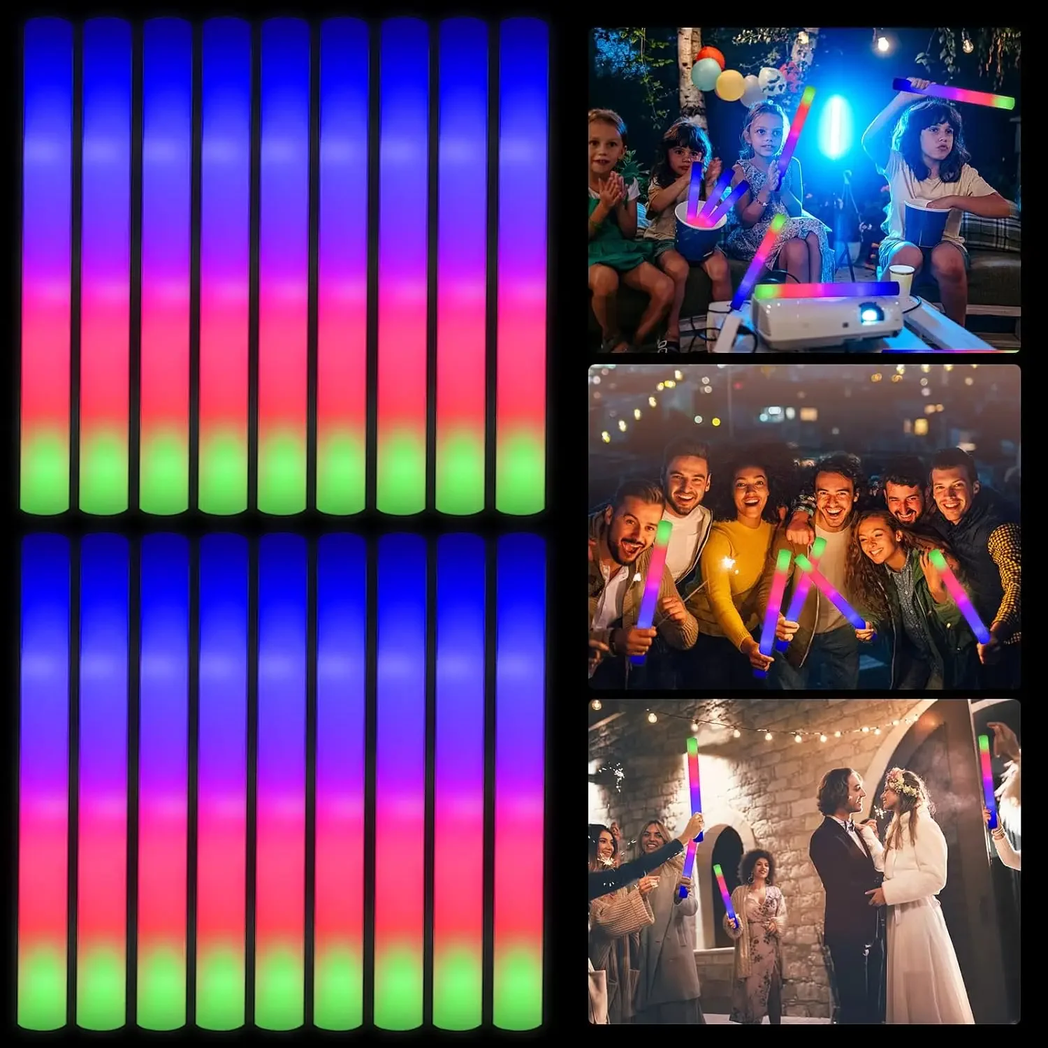 3Z-50PCS LED-Schaumstoff-Leuch – Flashing Led Foam Sticks Party Bewertung und Preis